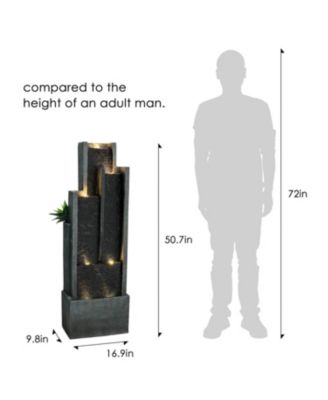 5-Tier Modern Water Fountain, Indoor/Outdoor Resin Water Fountains with Soothing Water Sounds & Warm LED Light, Perfect for Garden, Patio, Home & Office