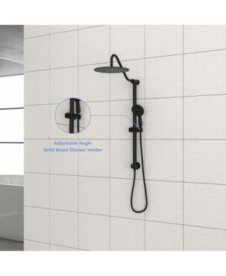 10 Inch Shower System with 5 Function Rain Hand Shower, 26.3" Slide Bar Shower Head Combo, Matte Black