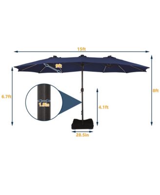 15 ft. Outdoor Rectangular Crank Market Umbrella Patio Umbrella