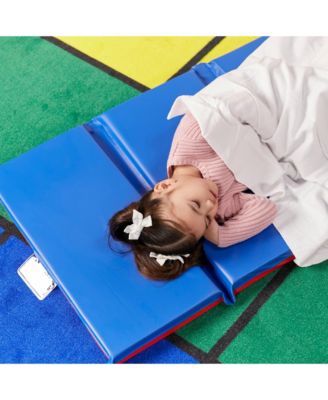 RestZone Premium Folding Rest Mat, 4-Section, 2in, Blue/Red, 5-Pack