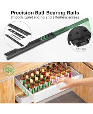 Pull out Cabinet Organizer, 21"Deep, 11.8"Wide Full-Extension Heavy Duty Slide out Drawers with Nano Adhesive, Roll Out Shelves Sliding Cabinet for Kitchen, Bathroom, Pantry,Under Sink Storage(White)