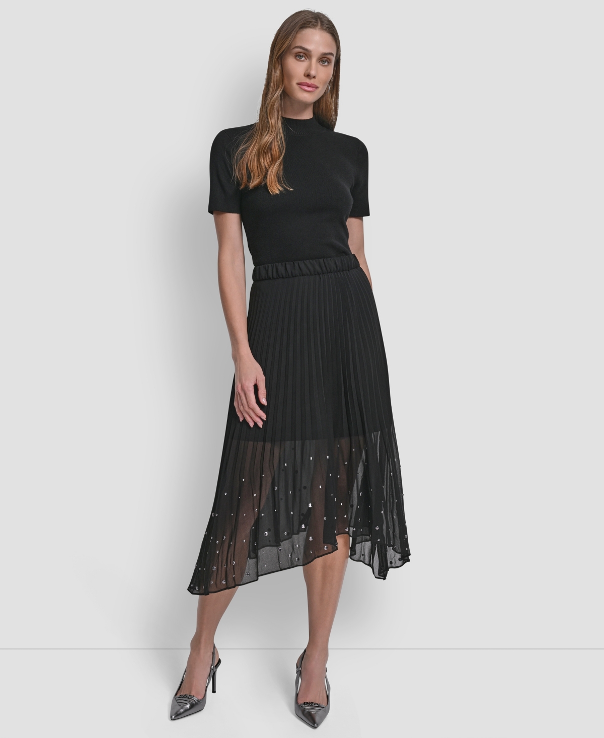 Dkny Women's Pleat Detail Pull On Midi Skirt