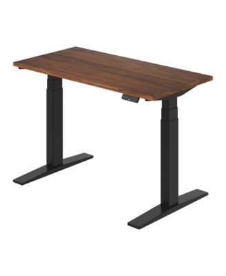 E7-COMMERCIAL 48  W Electric Adjustable Standing Desk, Black Walnut Top, Black Base