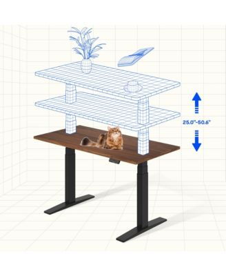 E7-COMMERCIAL 55  W Electric Adjustable Standing Desk, Black Walnut Top, Black Base