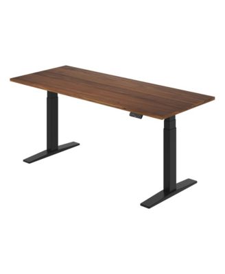 E7-COMMERCIAL 72  W Electric Adjustable Standing Desk, Black Walnut Top, Black Base
