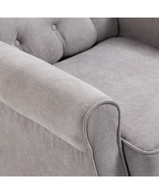 Button-Tufted Accent Chair with High Wingback, Rounded Cushioned Armrests