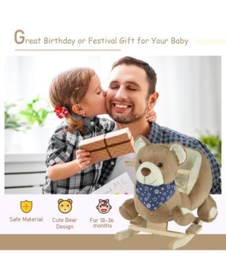 Baby Rocking Horse, Plush Animal Rocker w/ Realistic Sound, Pedals