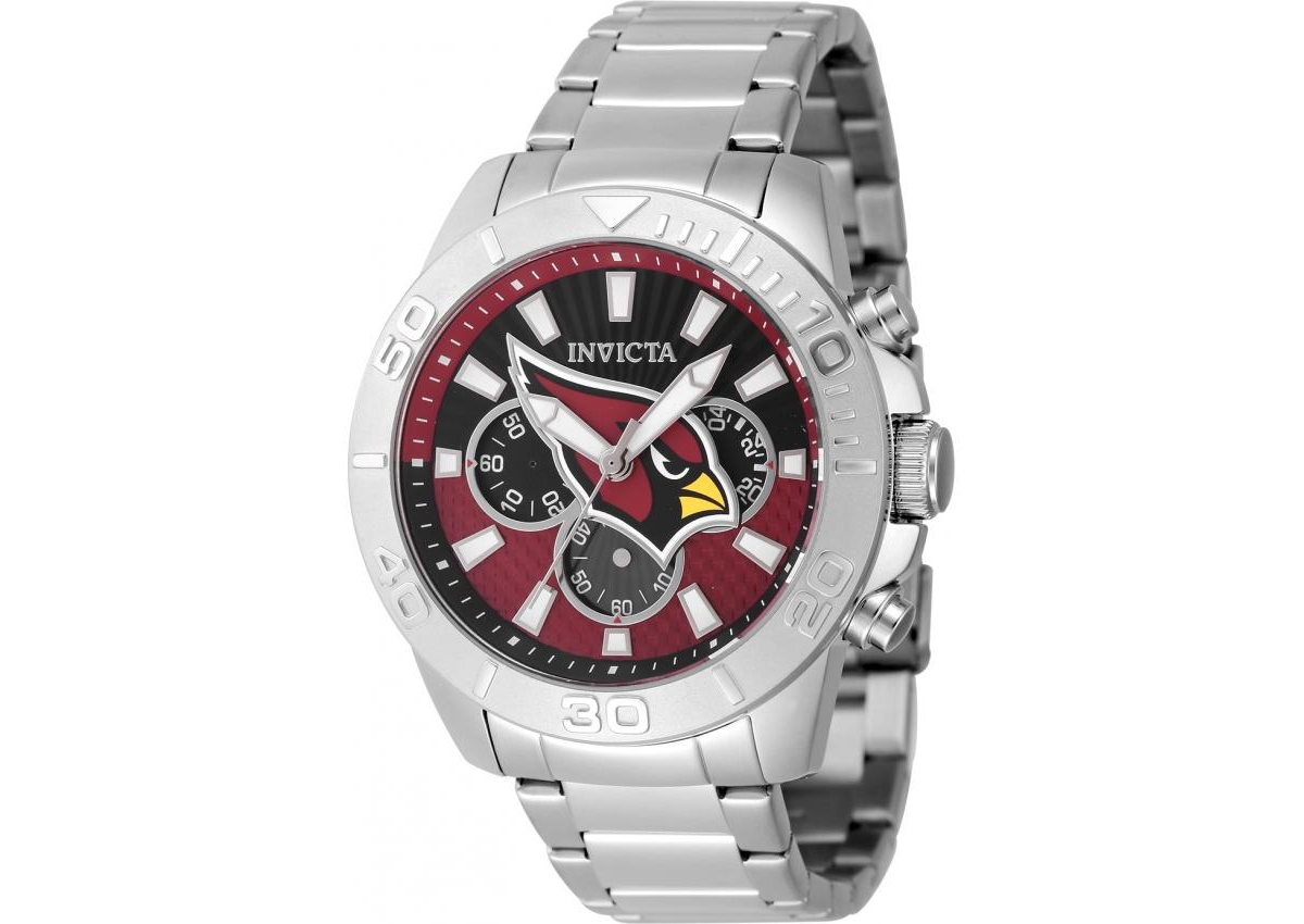 Invicta Men's 47960 Nfl Arizona Cardinals Quartz Multifunction Black, Red Dial Watch