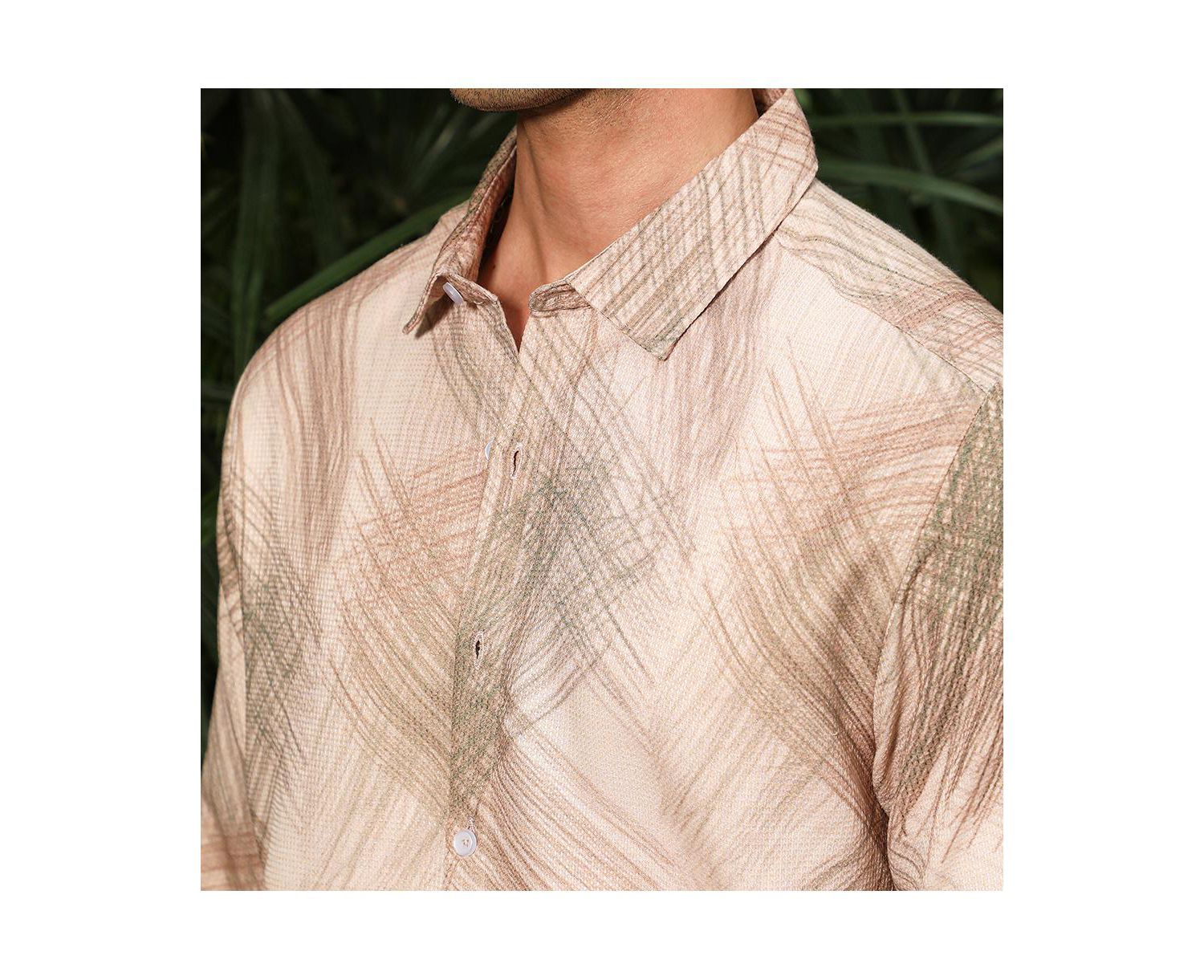 Men's Ecru Beige Soft-Brushed Shirt