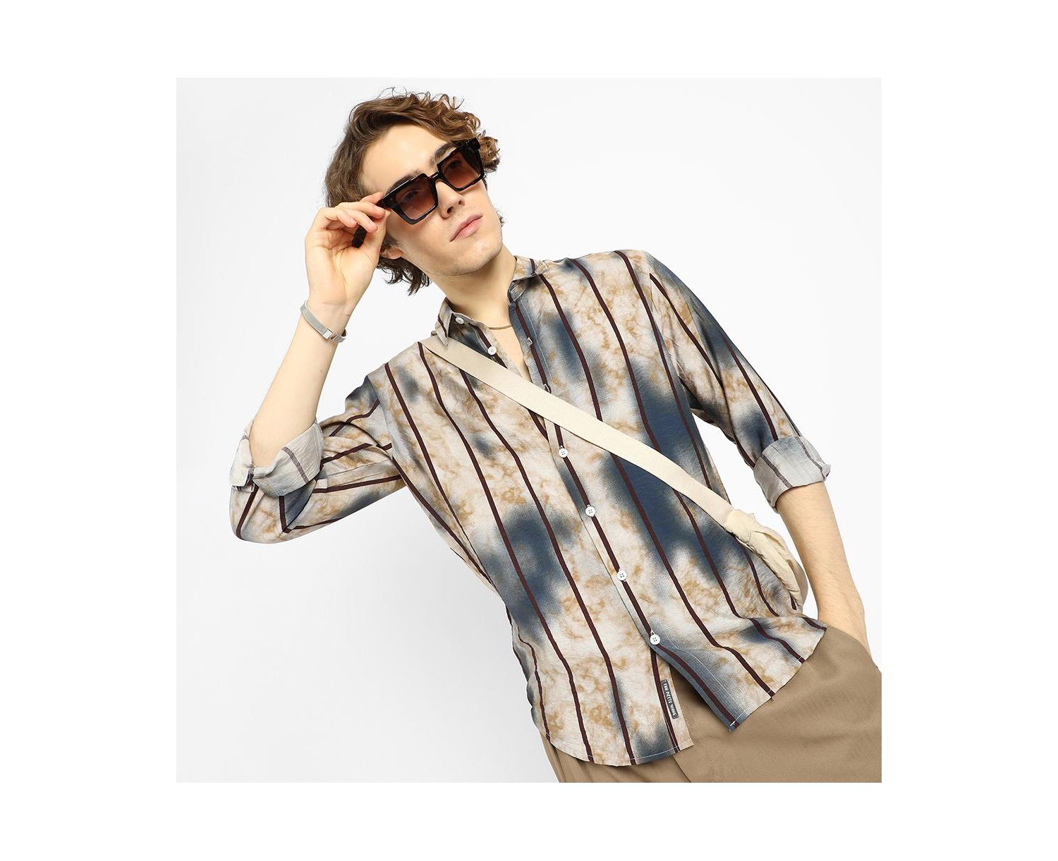 Men's Tie-Dye Striped Shirt