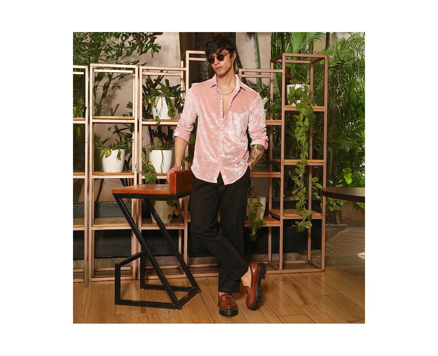 Men's Solid Velvet Shirt