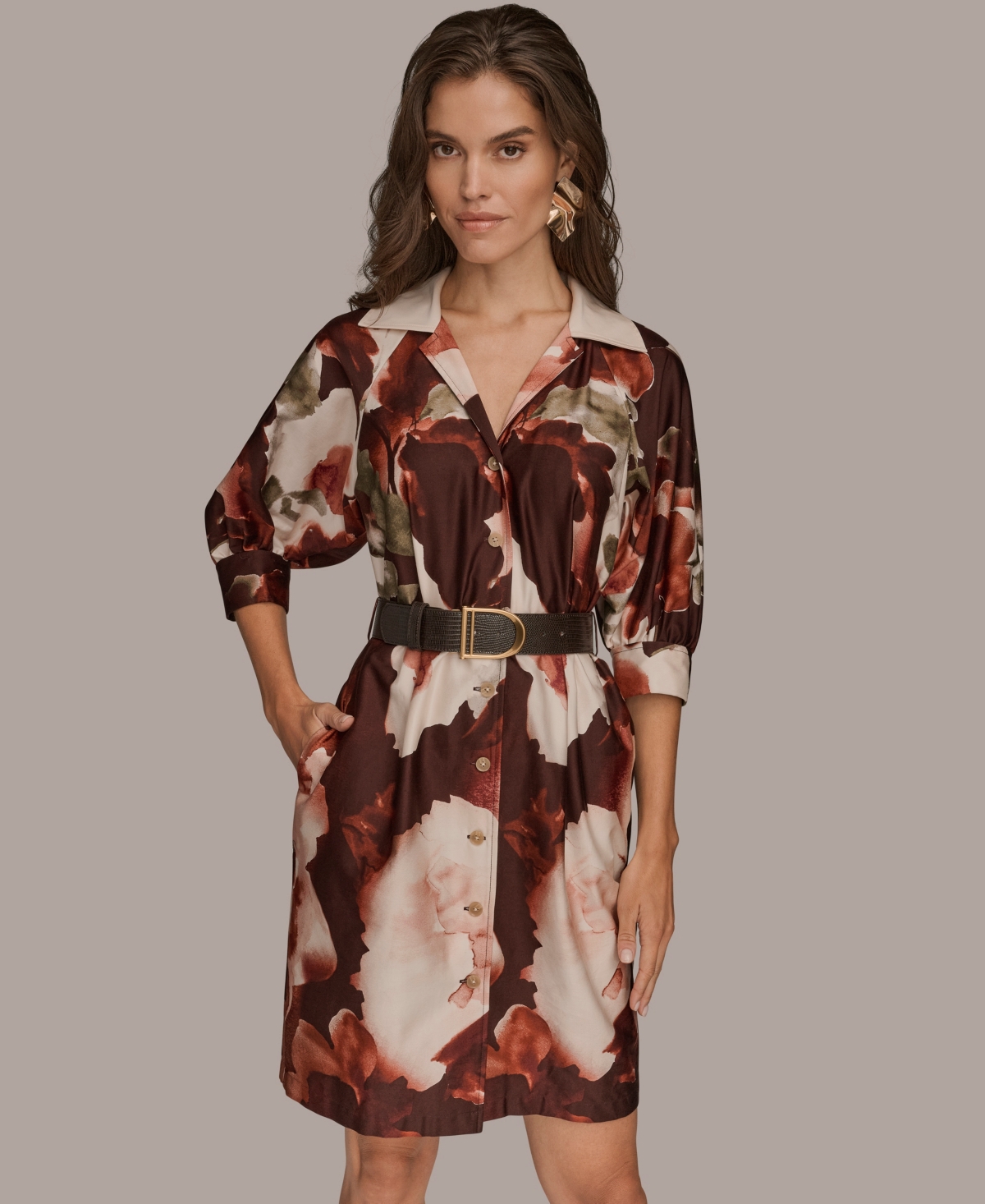 Donna Karan New York Women's Floral Belted Dress