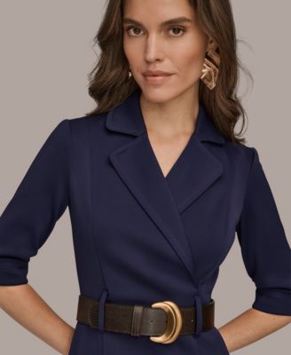 Women's 3/4-Sleeve Belted Sheath Dress