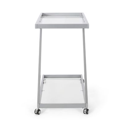 Z-Shaped Glass Shelves Locking Casters Bar Cart