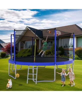Streamdale 14FT Kids Trampoline with Safety Net, Basketball Backboard, and Ladder