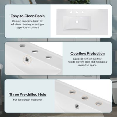  36" White Bathroom Vanity with Premium Ceramic Sink