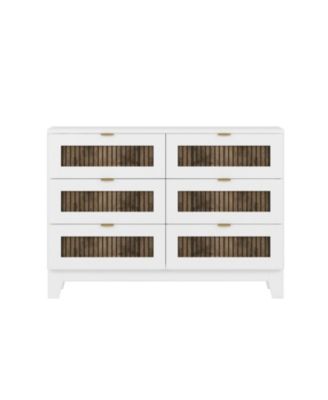 Rustic Dresser with 6 Drawers and Metal Handles