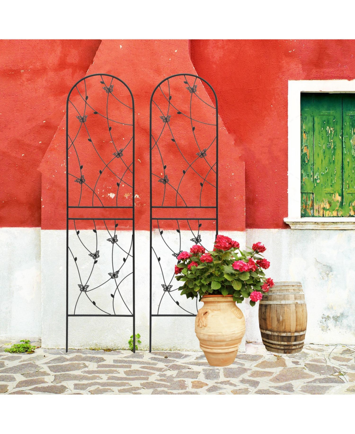 Streamdale Furniture 4 Pack Metal Garden Trellis, 86.7", Black