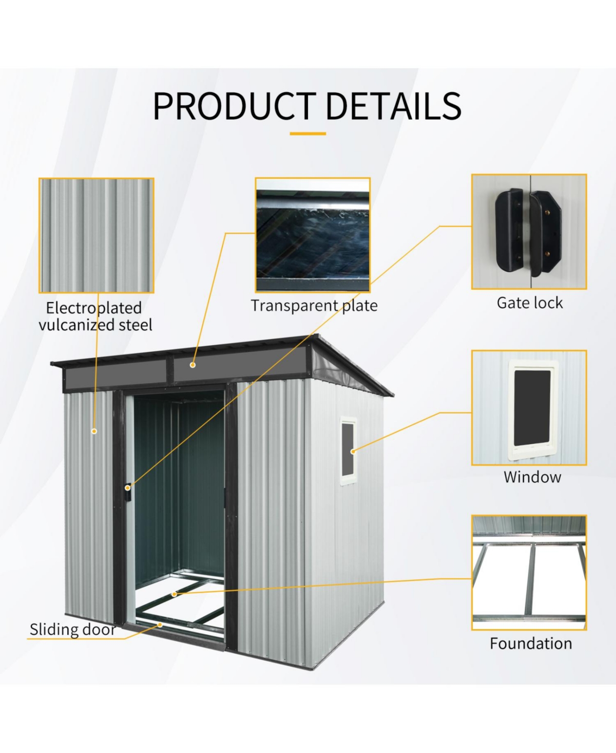 Streamdale Furniture Outdoor Metal Storage Shed with Window (White/Black)