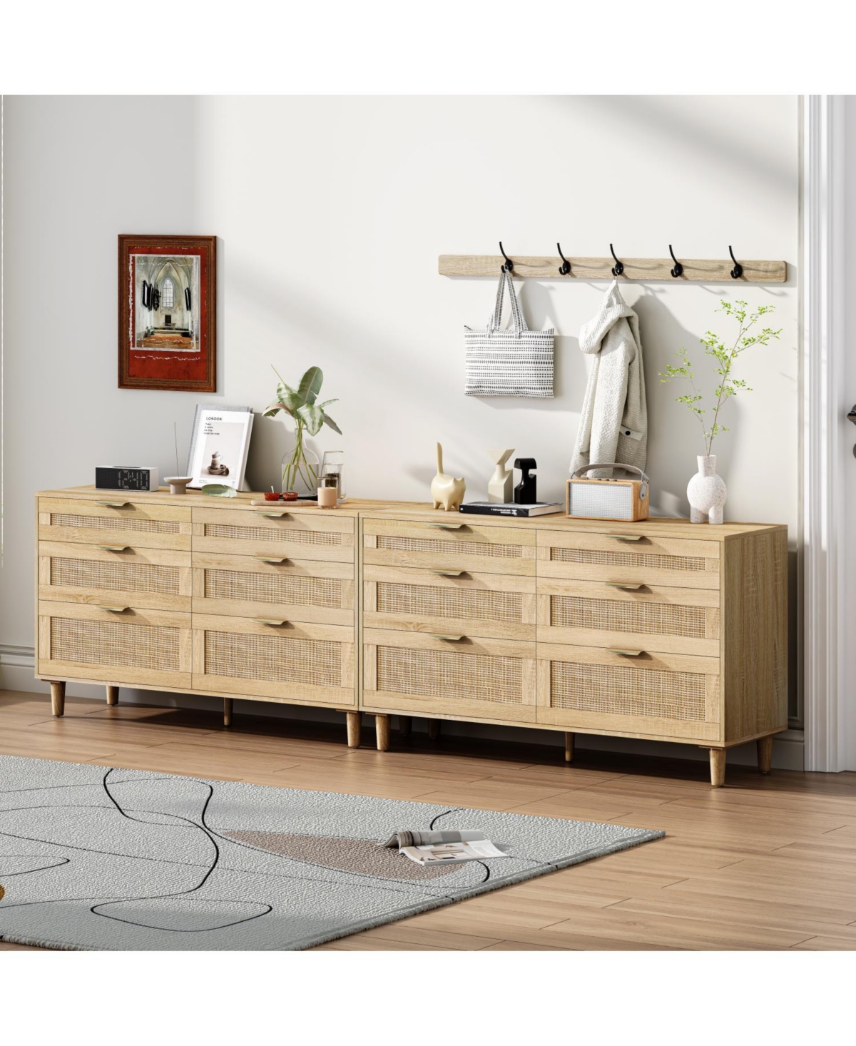 Streamdale Furniture Streamdale 51" Rattan Dresser with 6 Drawers