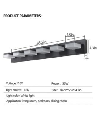 Modern 6-Light Black LED Vanity Mirror Light Fixture
