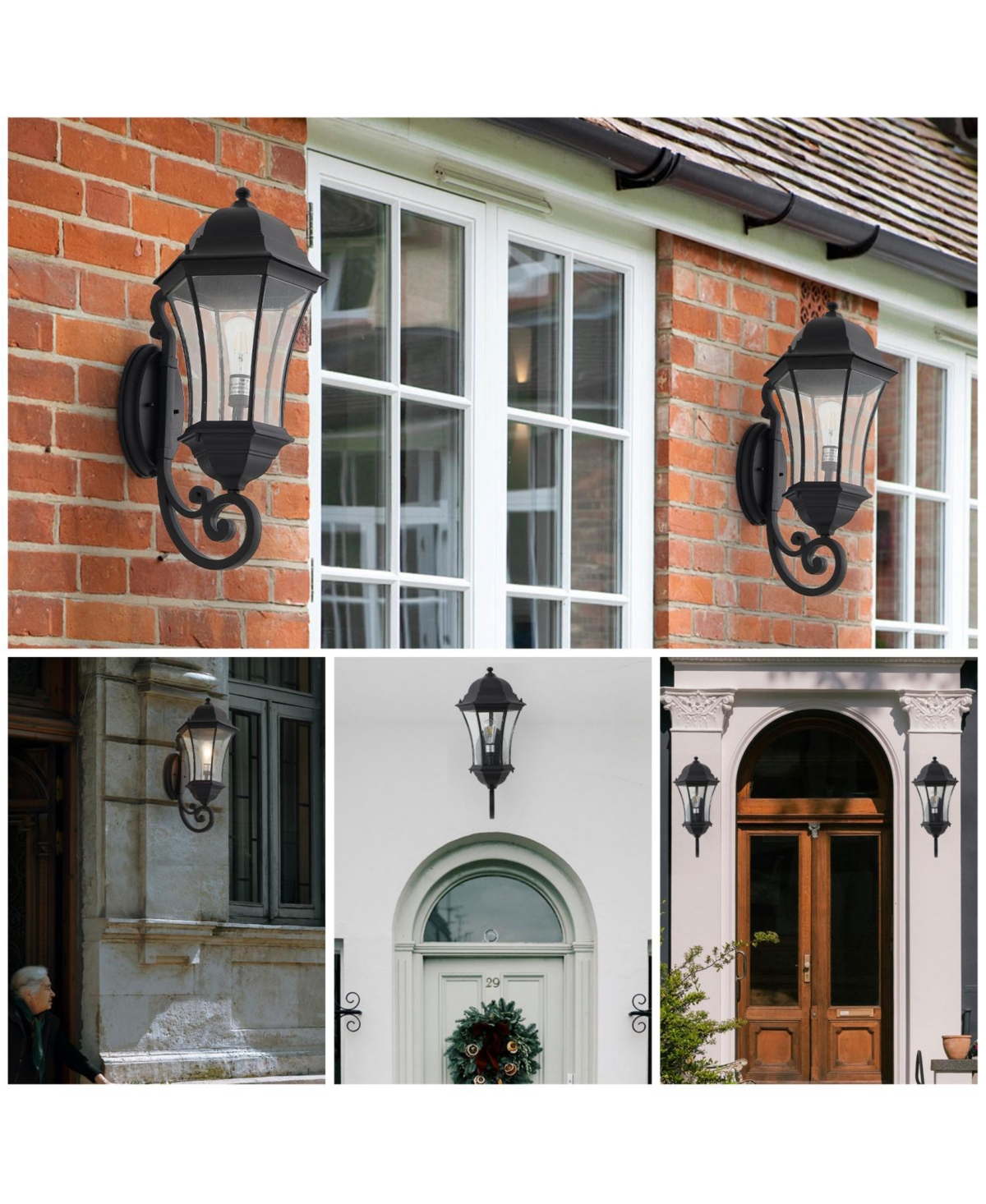 Streamdale Furniture 1-Pack Outdoor Wall Lantern with Dusk to Dawn, Black Fixture, Clear Bubble Glass