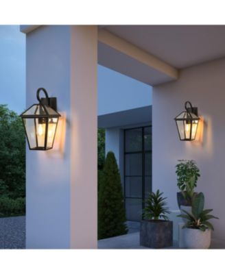 Outdoor Wall Lanterns with Clear Glass Panels 2-Pack