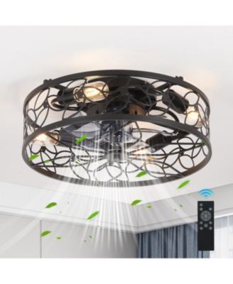 Streamdale Black Vintage Caged Ceiling Fan with Remote - 18.1", Industrial Style