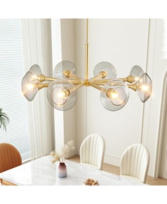 Gold 8-Light Clear Shade Mid-Century Modern Fixture Sputnik Chandelier