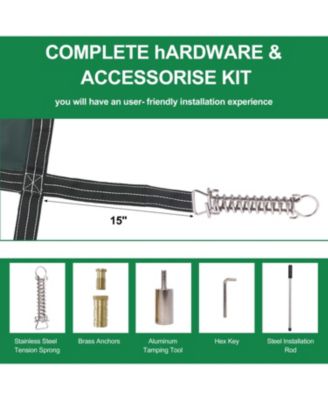 Pool Safety Cover, 16x32' Inground, Green, with 4x8' Step, Triple Stitched Mesh