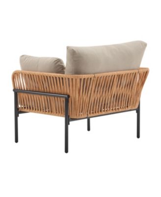 Streamdale Beige/Wood Rope Lounge Chairs (Set of 2), Natural/Modern style