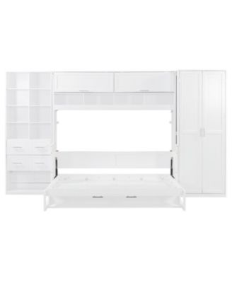 Full Size Murphy Bed Wall Bed with Closet Drawers and Shelves