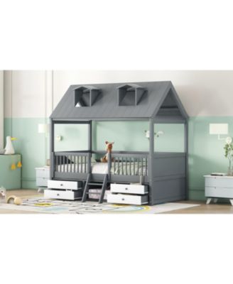 Twin Size Wood Bed House Bed Frame