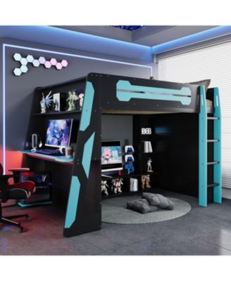 Loft Bed with Desk & Shelves