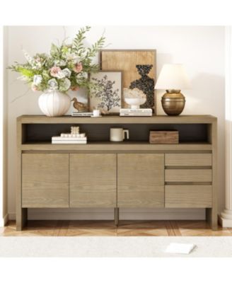 60" Modern Ash Veneer 3-Door Sideboard