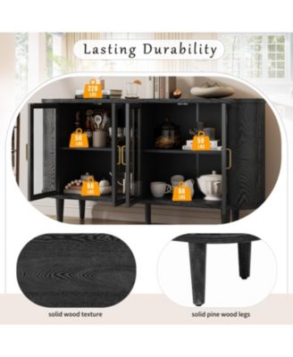 Farmhouse Sideboard Cabinet with Glass Doors