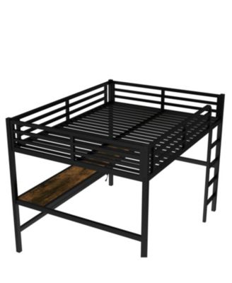 Queen Loft Bed with Outlet & LED - Black