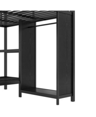King/Twin XL Bunk Bed with Wardrobe & Desk - Black