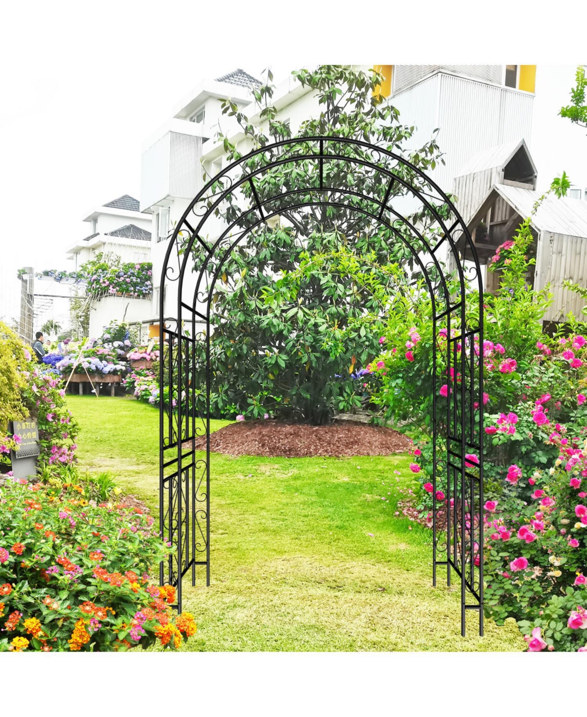 Streamdale Furniture Black Metal Garden Arch 90.5" High