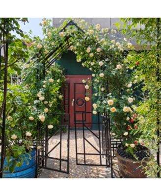 Metal Garden Arch with Gate Black