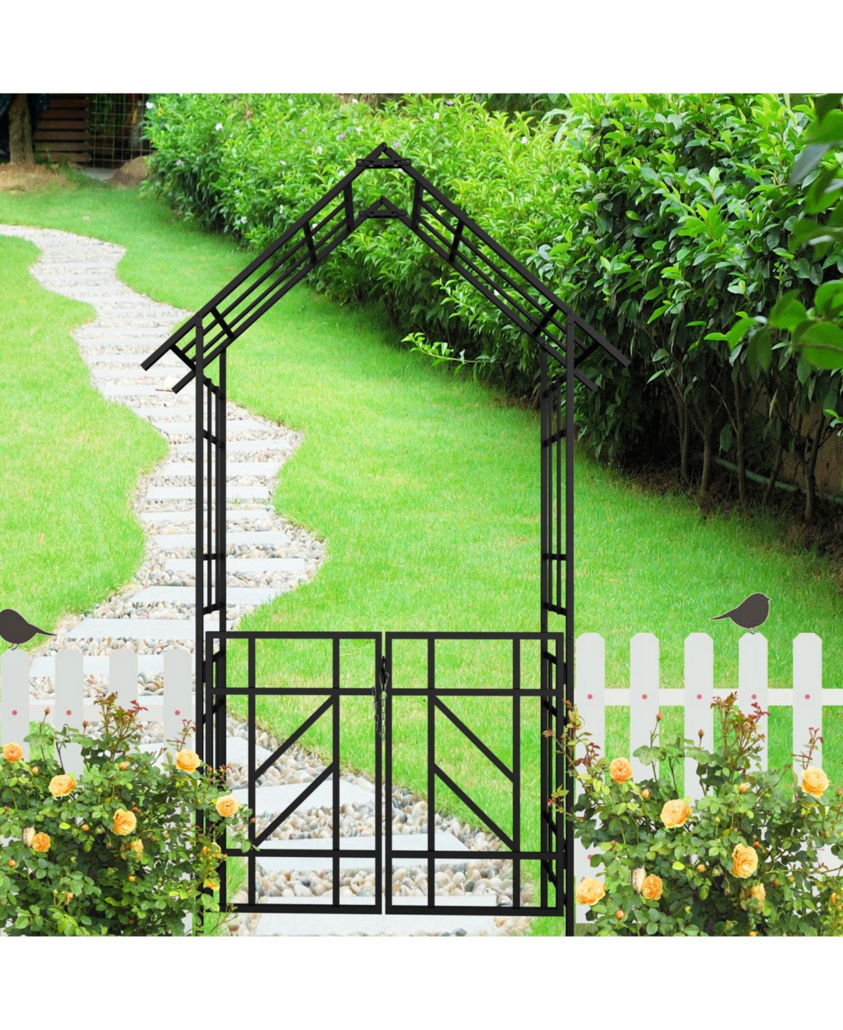Streamdale Furniture Metal Garden Arch with Gate Black