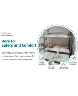 Heavy-Duty Metal Twin Bunk Bed - Silver