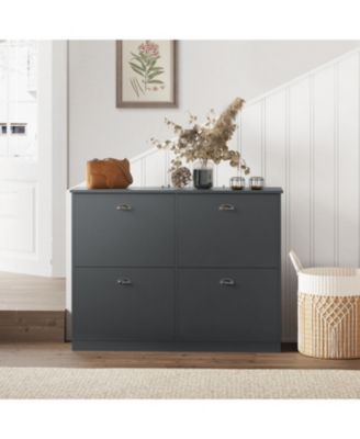Slim 4-Drawer Shoe Cabinet (Gray)