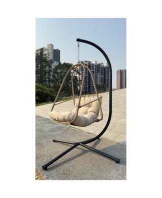 Wicker Egg Chair with Stand & Cushion