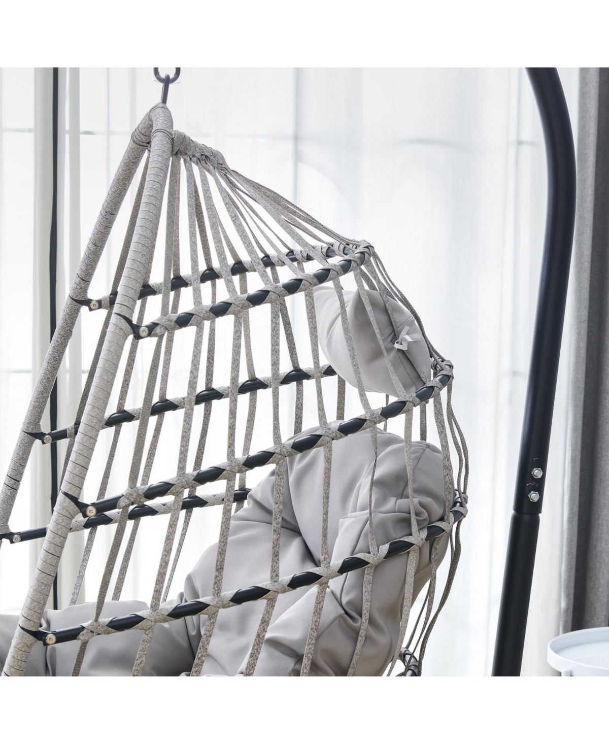Streamdale Furniture Gr Heavy-Duty Wicker Hanging Chair (Gray)