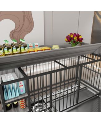 Large Pet Cage w/ Storage & Stainless Steel Bowls (Black/Gray)