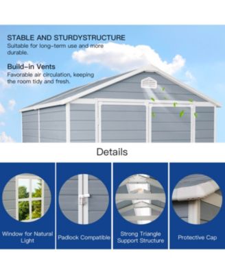 6x8 Resin Outdoor Storage Shed - Grey