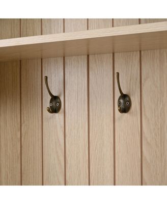 Streamdale Farmhouse Hall Tree- 59" Entry Bench, 8 Hooks, 3 Drawers, Black