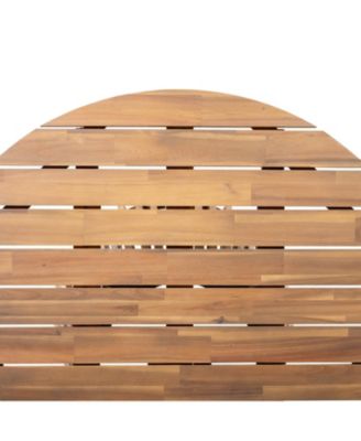 Acacia Wood Round Patio Dining Table - Light Teak