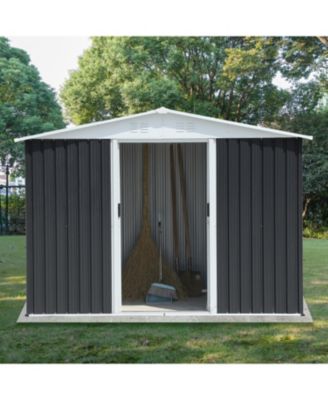 8x6 ft Apex Roof Garden Shed with Aluminum Alloy Frame and Sliding Door